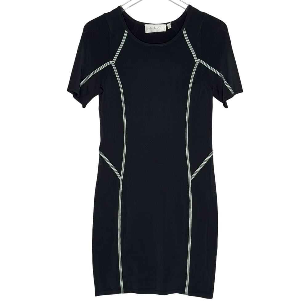 A.L.C Black White Evans Stretch Bodycon Contrast Mini Dress Large Corpcore